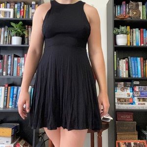 Black mini dress with open back